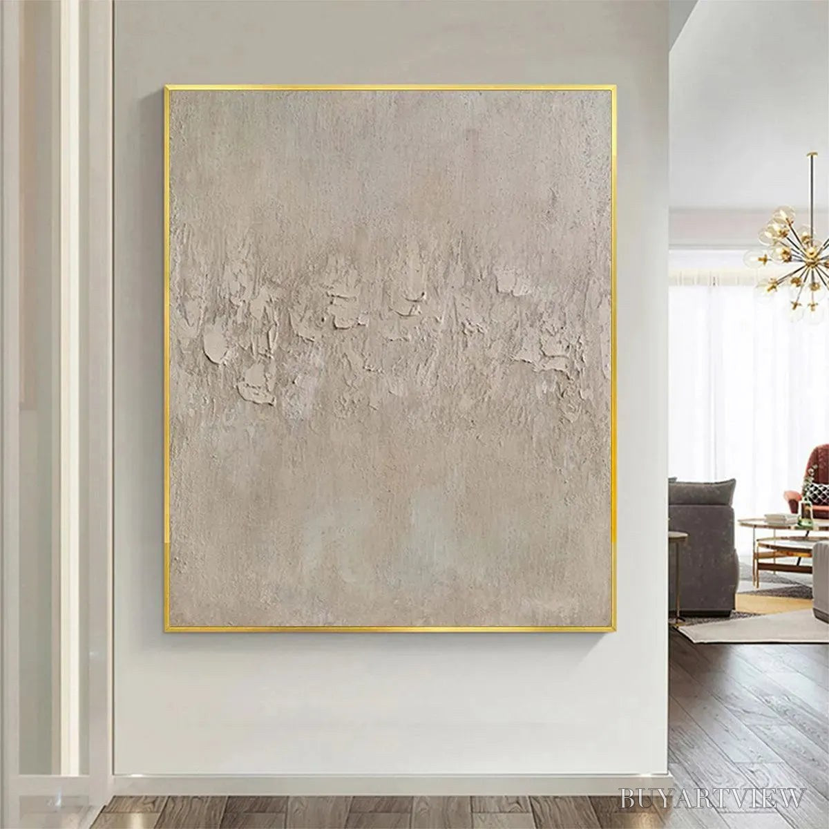 BUYARTVIEW Textured Beige Abstract – Minimalist Textured Painting, Square - image 6