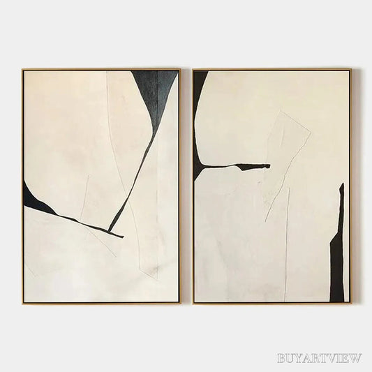 BUYARTVIEW Minimalist Abstract Diptych – Abstract Minimalist Painting Set of 2, Vertical - image 1