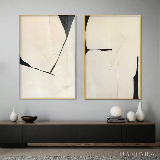 BUYARTVIEW Minimalist Abstract Diptych – Abstract Minimalist Painting Set of 2, Vertical - image 2