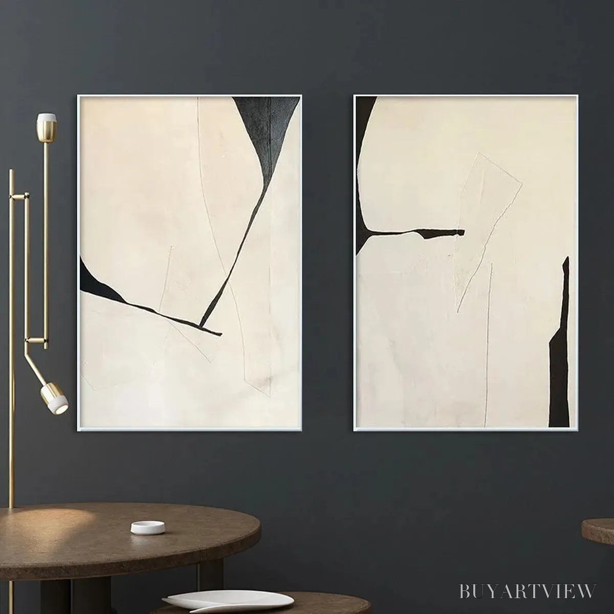 BUYARTVIEW Minimalist Abstract Diptych – Abstract Minimalist Painting Set of 2, Vertical - image 4