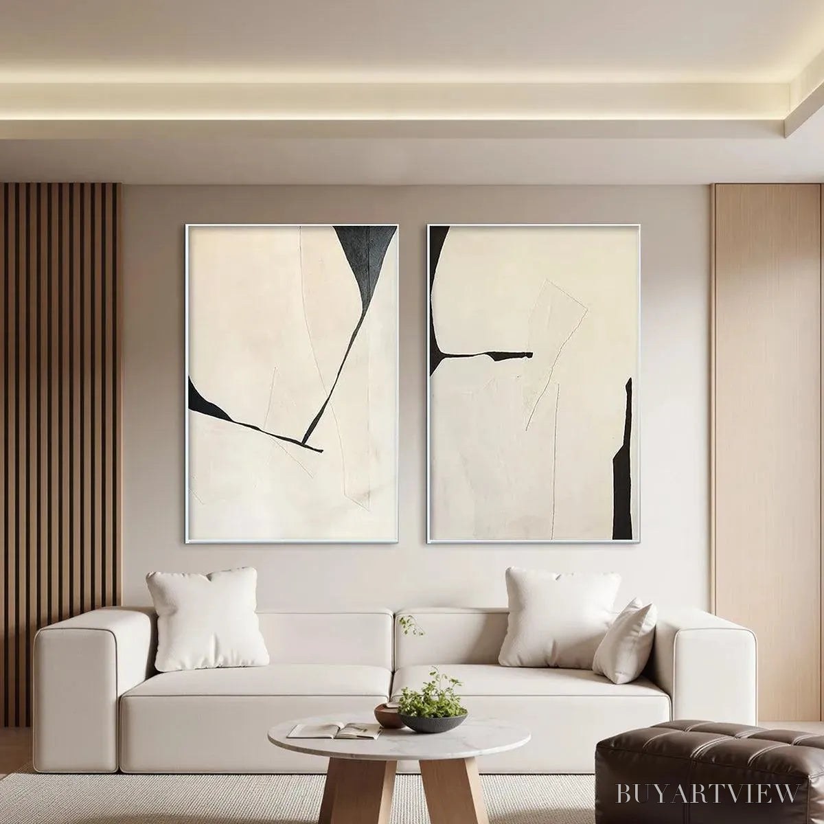 BUYARTVIEW Minimalist Abstract Diptych – Abstract Minimalist Painting Set of 2, Vertical - image 5