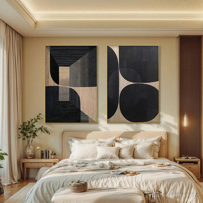 BUYARTVIEW Minimalist Geometric Diptych – Abstract Geometric Painting Set of 2, Square - image 4