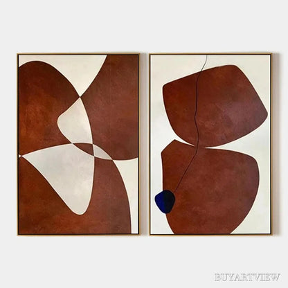 BUYARTVIEW Brown Abstract Diptych – Abstract Painting Set of 2, Vertical - image 1