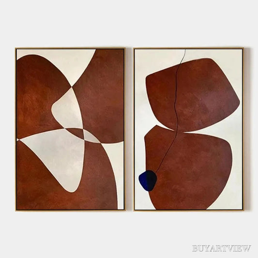 BUYARTVIEW Brown Abstract Diptych – Abstract Painting Set of 2, Vertical - image 1