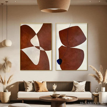 BUYARTVIEW Brown Abstract Diptych – Abstract Painting Set of 2, Vertical - image 5