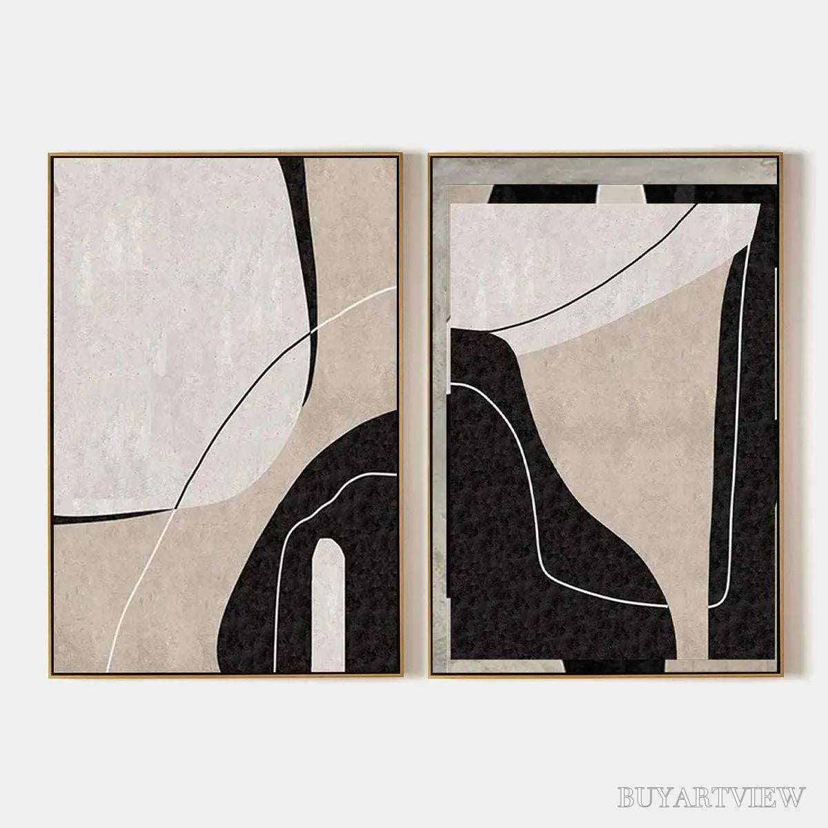 BUYARTVIEW Abstract Minimalist Diptych – Abstract Painting Set of 2, Vertical - image 1