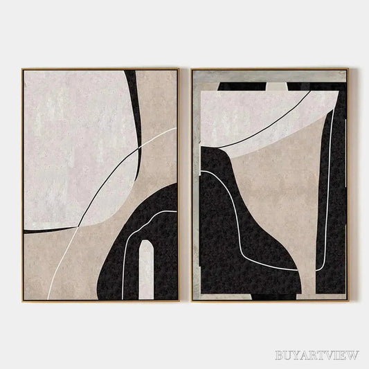 BUYARTVIEW Abstract Minimalist Diptych – Abstract Painting Set of 2, Vertical - image 1