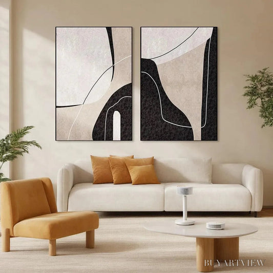 BUYARTVIEW Abstract Minimalist Diptych – Abstract Painting Set of 2, Vertical - image 2