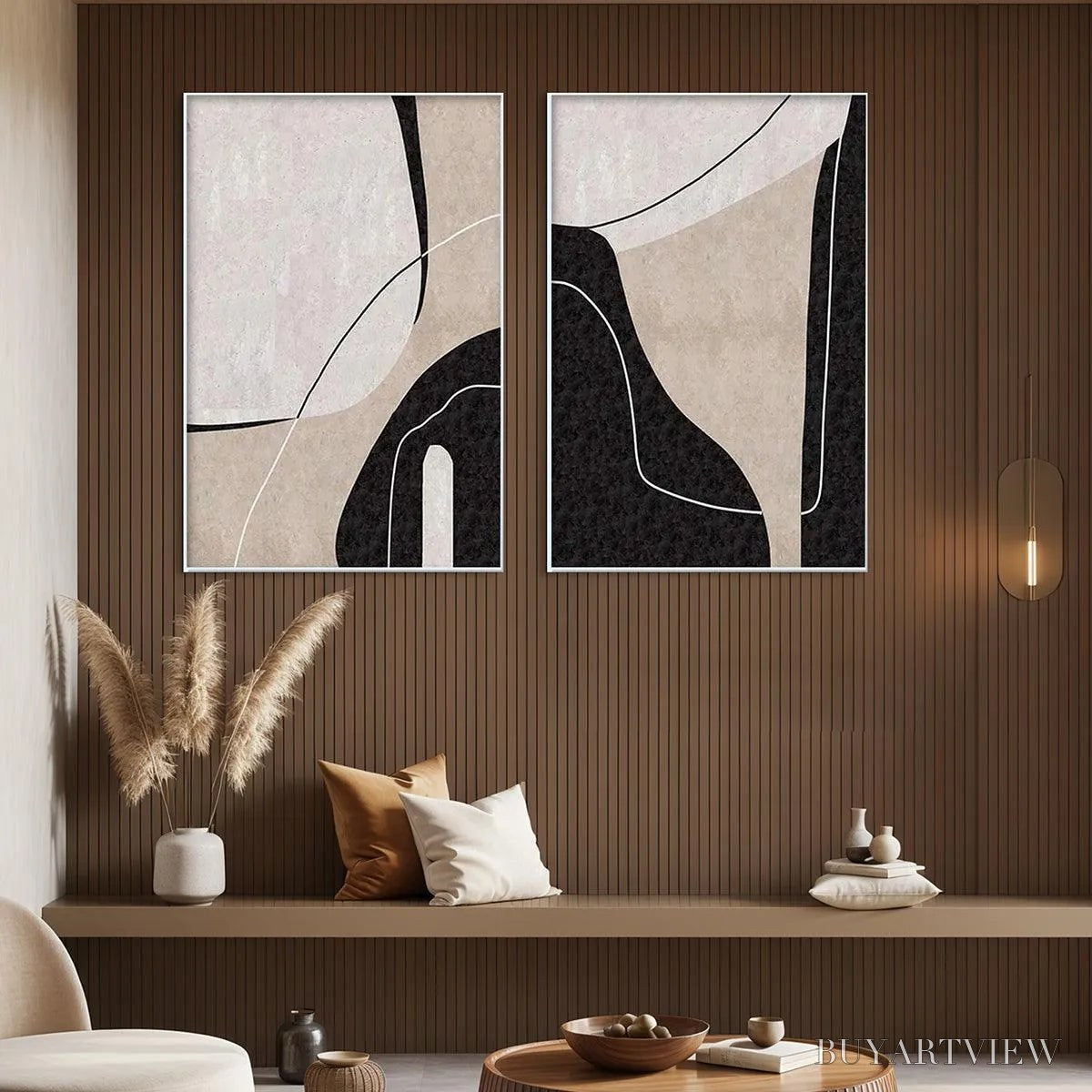 BUYARTVIEW Abstract Minimalist Diptych – Abstract Painting Set of 2, Vertical - image 4