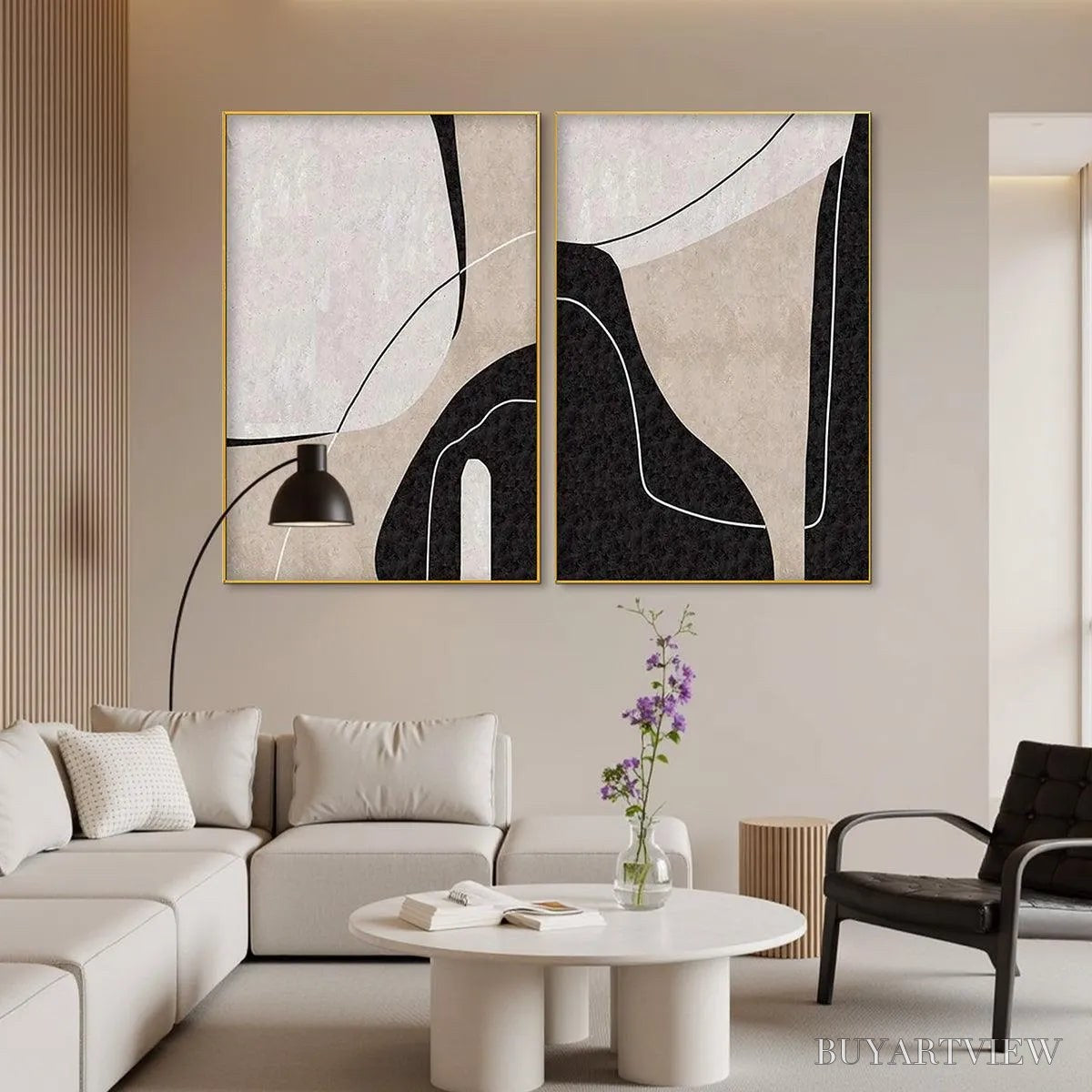 BUYARTVIEW Abstract Minimalist Diptych – Abstract Painting Set of 2, Vertical - image 5