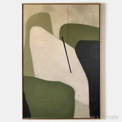 BUYARTVIEW Minimalist Green Abstract – Modern Abstract Painting, Vertical - image 1