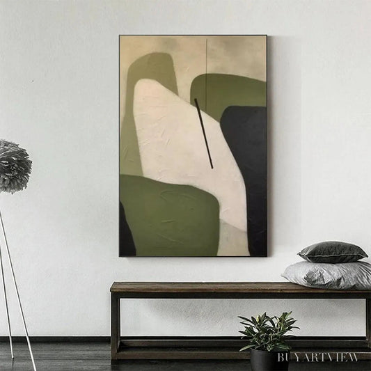 BUYARTVIEW Minimalist Green Abstract – Modern Abstract Painting, Vertical - image 2
