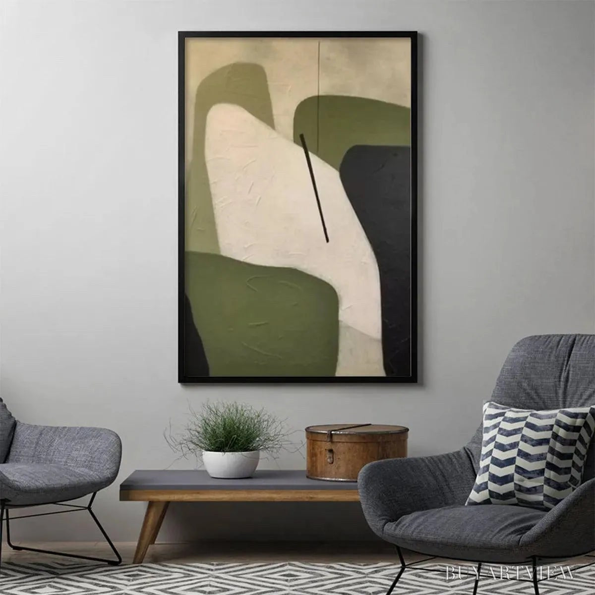 BUYARTVIEW Minimalist Green Abstract – Modern Abstract Painting, Vertical - image 5