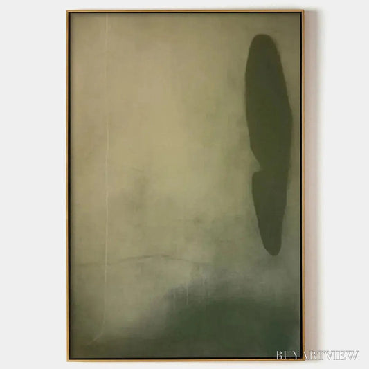 BUYARTVIEW Olive Serenity – Minimalist Abstract Painting, Vertical - image 1