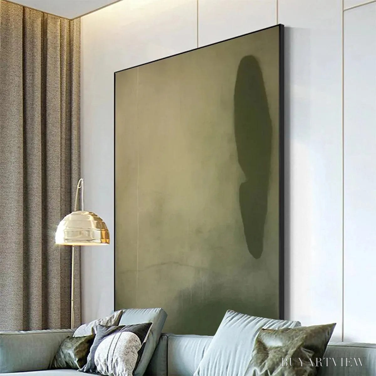BUYARTVIEW Olive Serenity – Minimalist Abstract Painting, Vertical - image 4
