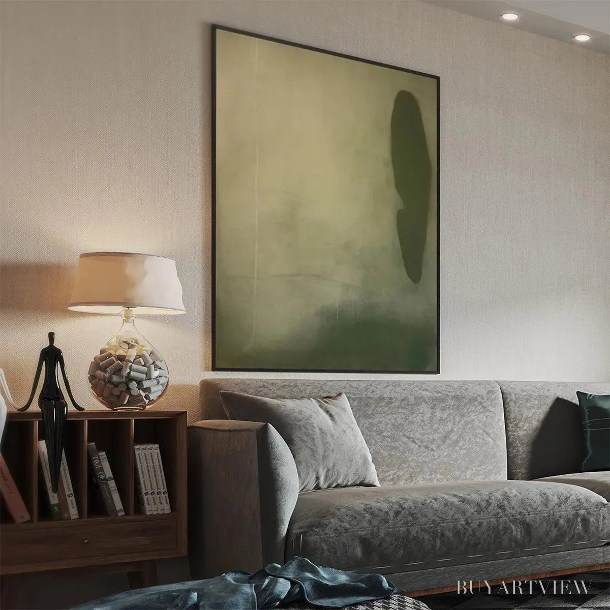 BUYARTVIEW Olive Serenity – Minimalist Abstract Painting, Vertical - image 5