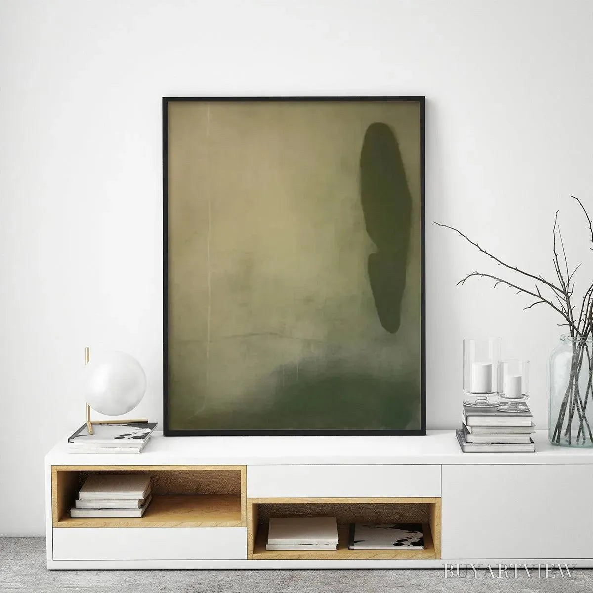 BUYARTVIEW Olive Serenity – Minimalist Abstract Painting, Vertical - image 6