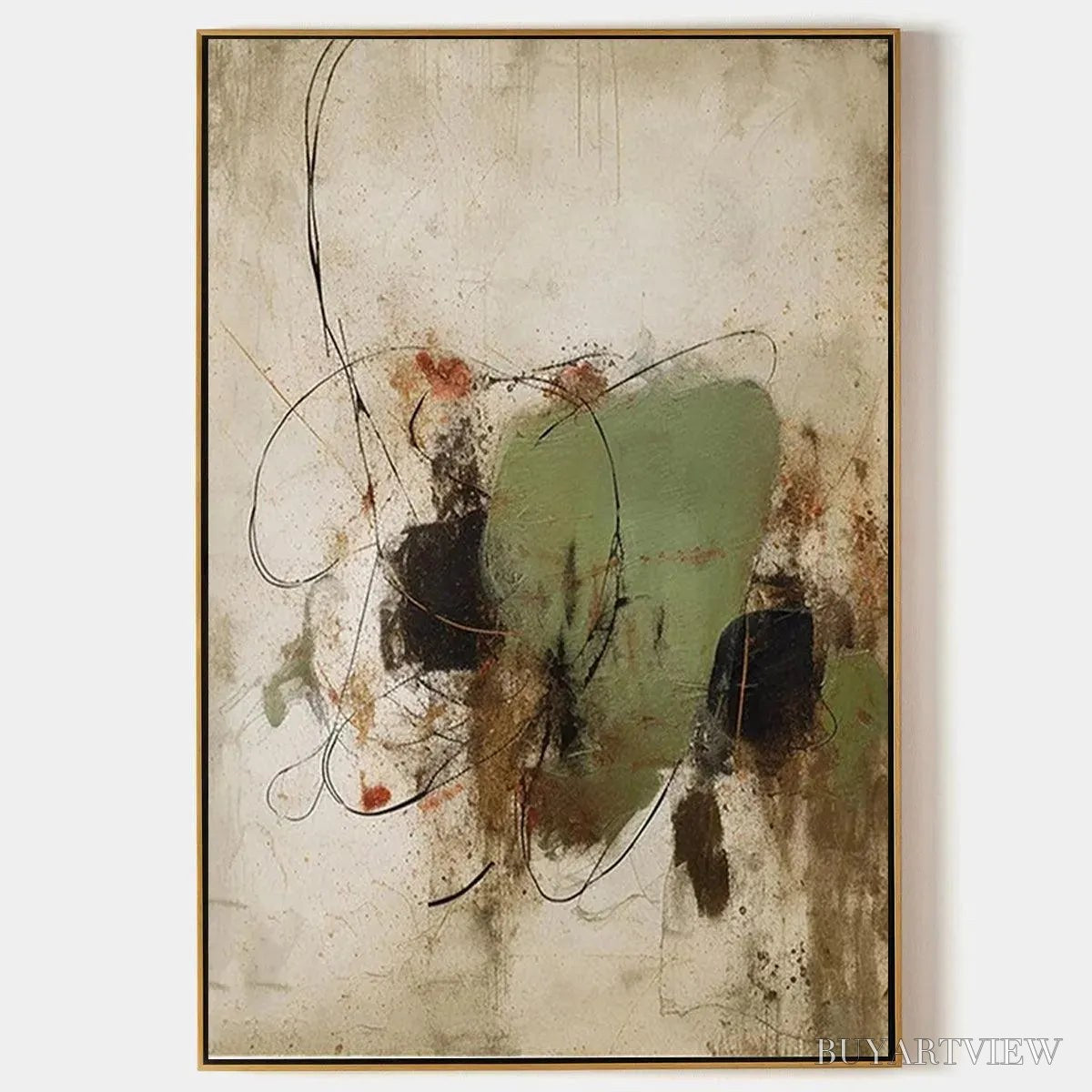 BUYARTVIEW Sage Abstract – Minimalist Abstract Painting, Vertical - image 1