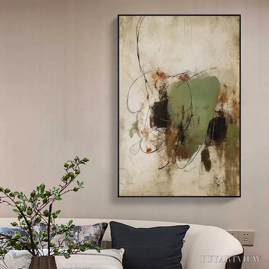 BUYARTVIEW Sage Abstract – Minimalist Abstract Painting, Vertical - image 2