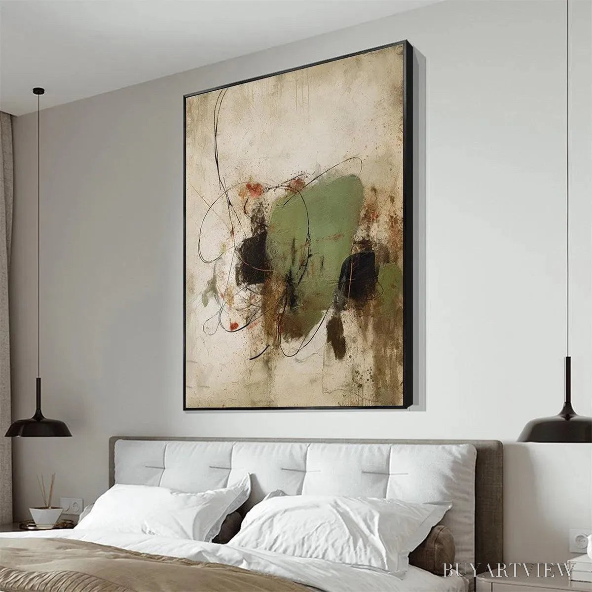 BUYARTVIEW Sage Abstract – Minimalist Abstract Painting, Vertical - image 4