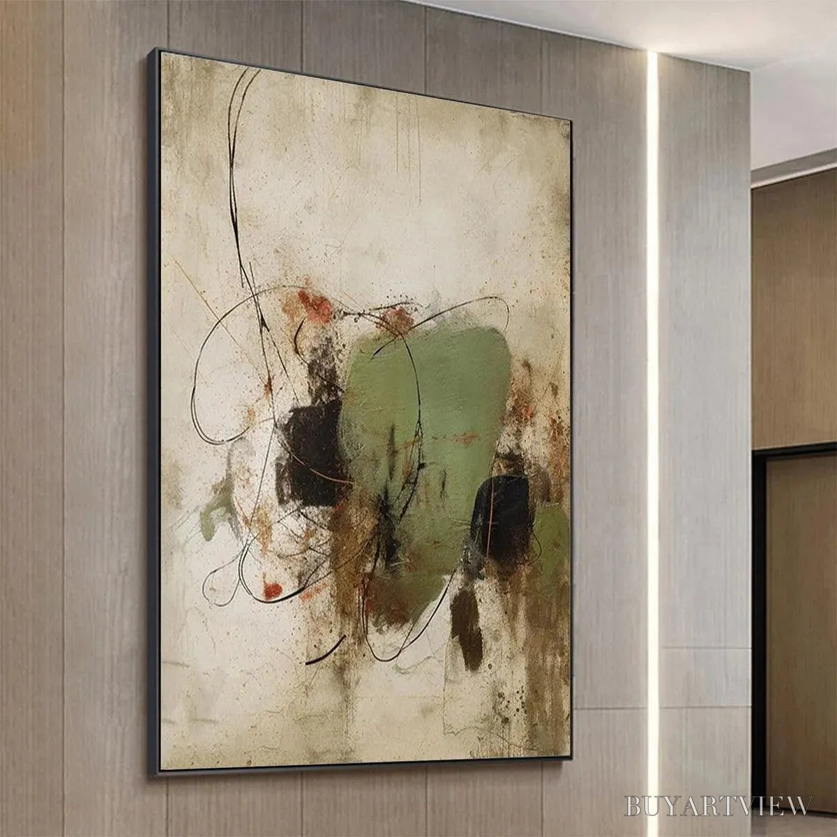 BUYARTVIEW Sage Abstract – Minimalist Abstract Painting, Vertical - image 5