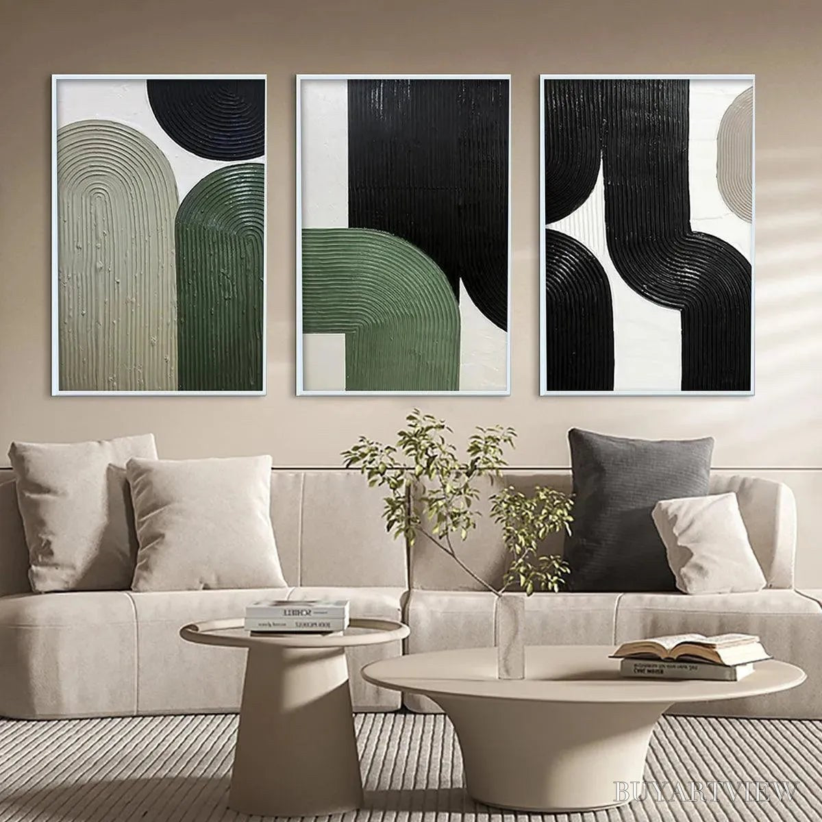 BUYARTVIEW Arches Triptych – Minimalist Textured Abstract Painting Set of 3 - image 2