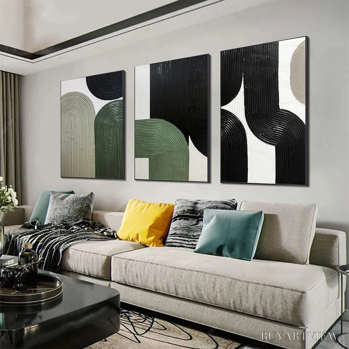 BUYARTVIEW Arches Triptych – Minimalist Textured Abstract Painting Set of 3 - image 4