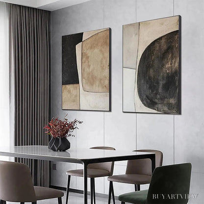BUYARTVIEW Abstract Geometric Diptych – Abstract Painting Set of 2, Vertical - image 4