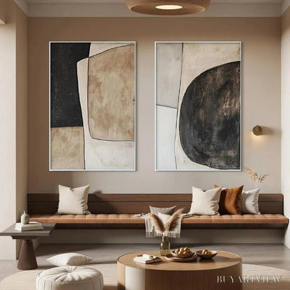 BUYARTVIEW Abstract Geometric Diptych – Abstract Painting Set of 2, Vertical - image 5