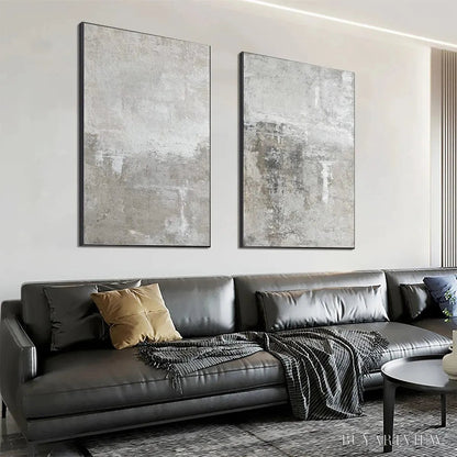BUYARTVIEW Grey Abstract Textured Diptych – Textured Abstract Painting Set of 2, Vertical - image 3