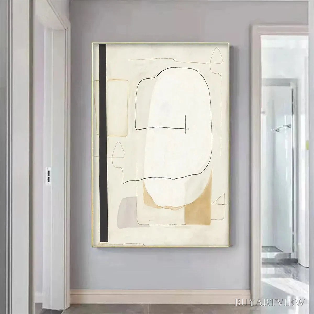 BUYARTVIEW Minimalist Abstract – Neutral Abstract Painting, Square - image 2