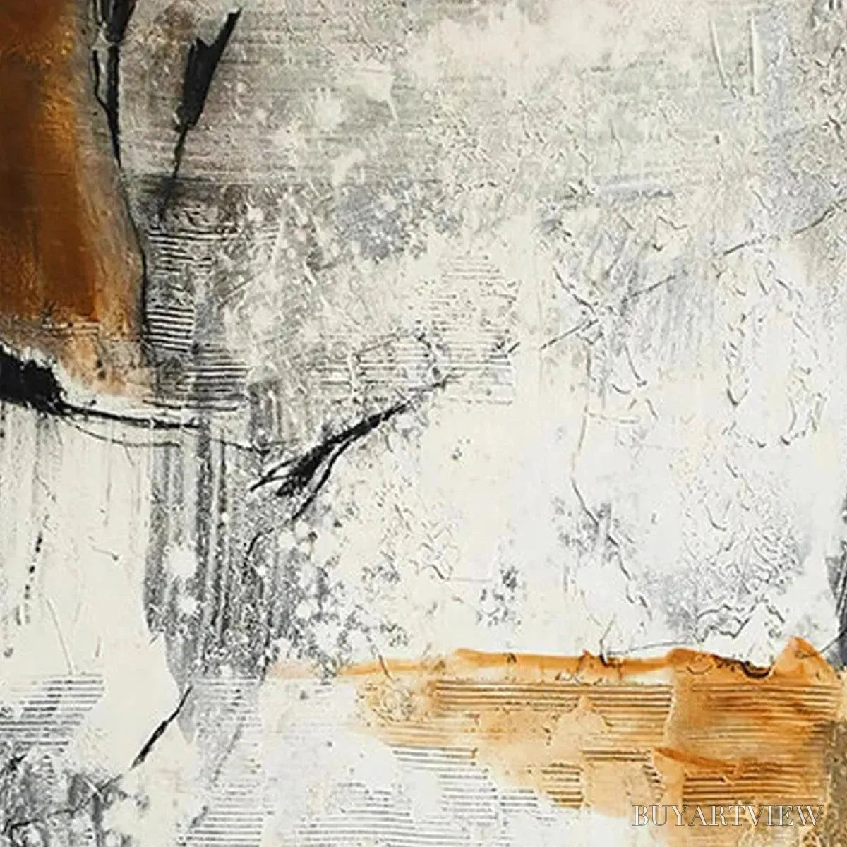 BUYARTVIEW Textured Abstract in Brown and White – Modern Abstract Painting, Vertical - image 4