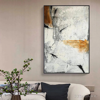 BUYARTVIEW Textured Abstract in Brown and White – Modern Abstract Painting, Vertical - image 6
