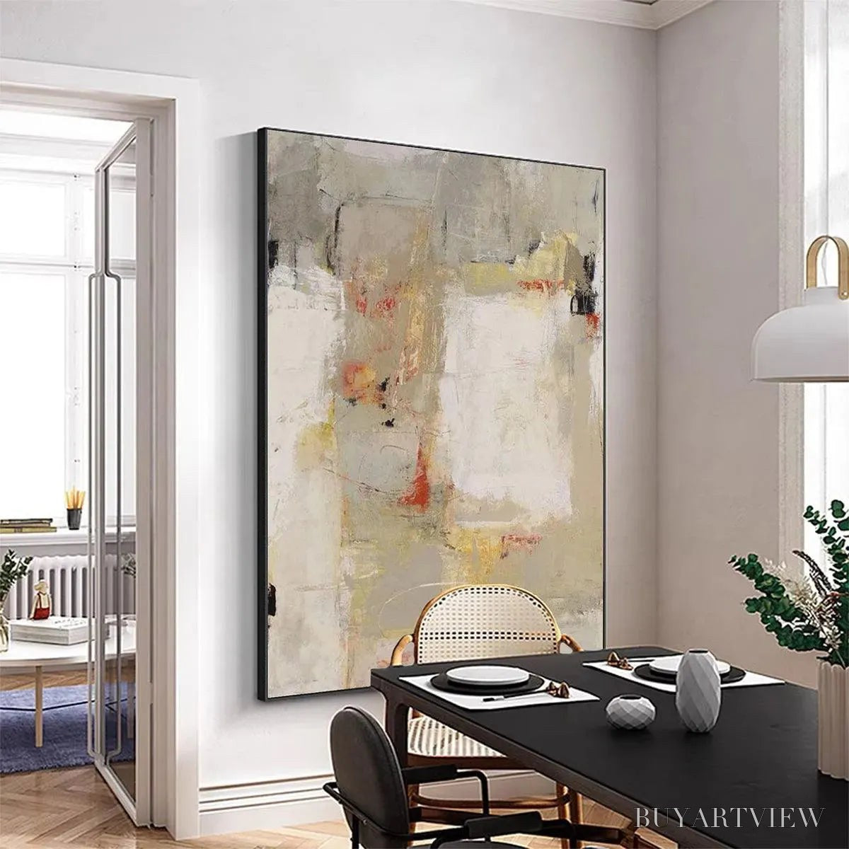 BUYARTVIEW Neutral Abstraction – Minimalist Abstract Painting, Vertical - image 3