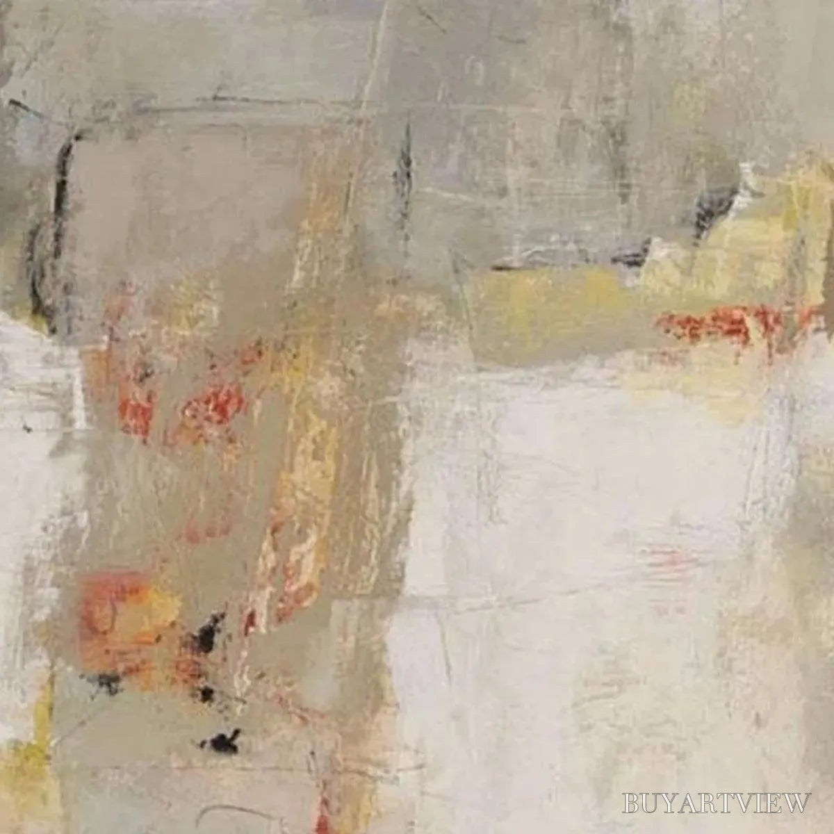 BUYARTVIEW Neutral Abstraction – Minimalist Abstract Painting, Vertical - image 4
