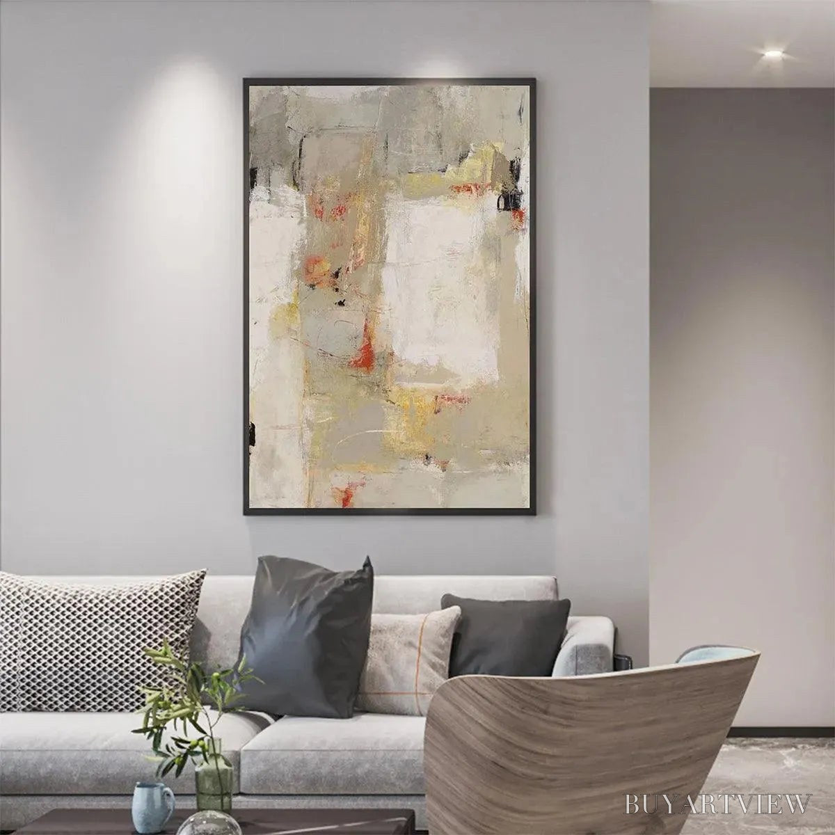 BUYARTVIEW Neutral Abstraction – Minimalist Abstract Painting, Vertical - image 5