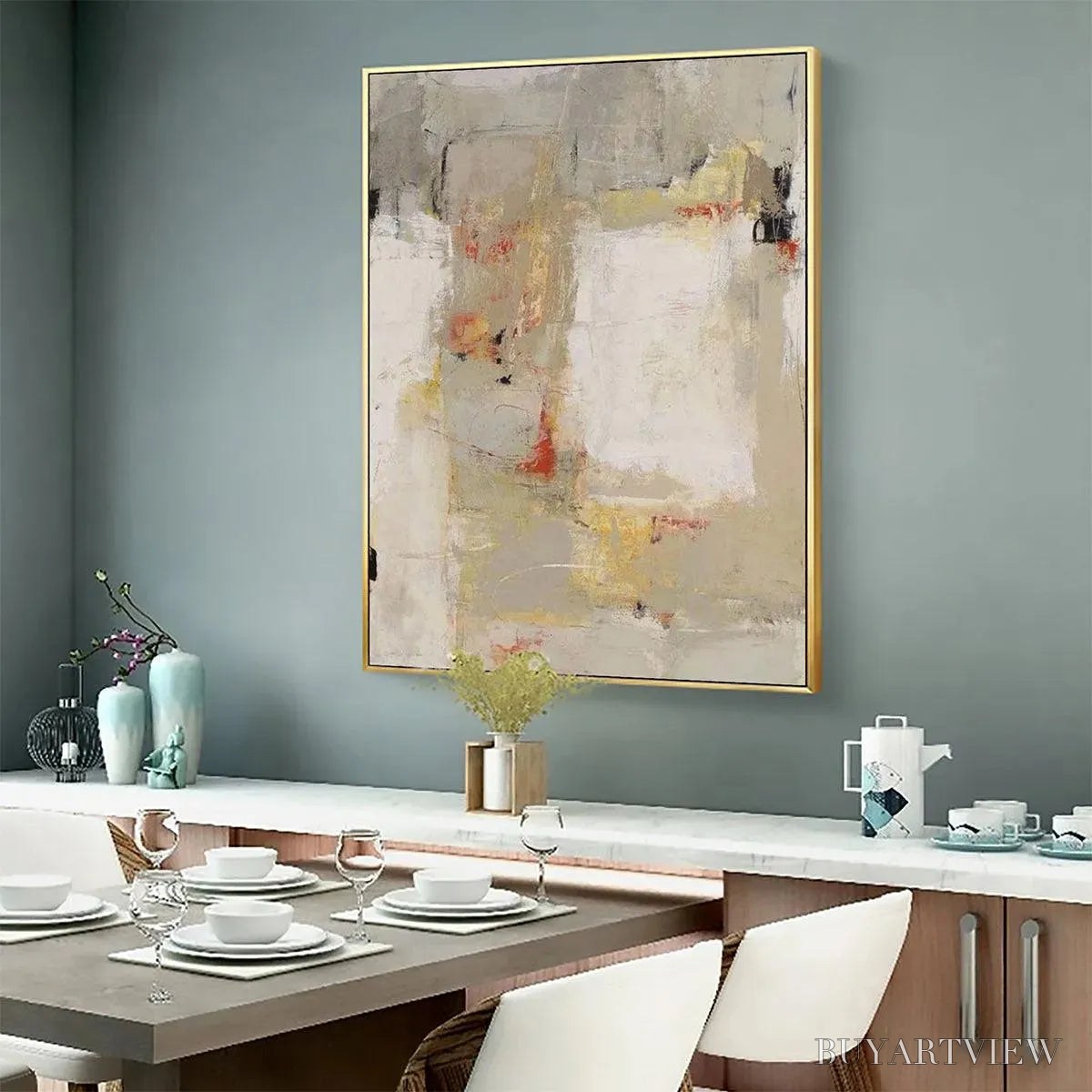 BUYARTVIEW Neutral Abstraction – Minimalist Abstract Painting, Vertical - image 6