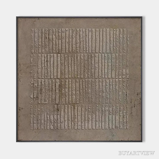 BUYARTVIEW Textured Brown Grid – Minimalist Textured Painting - image 1