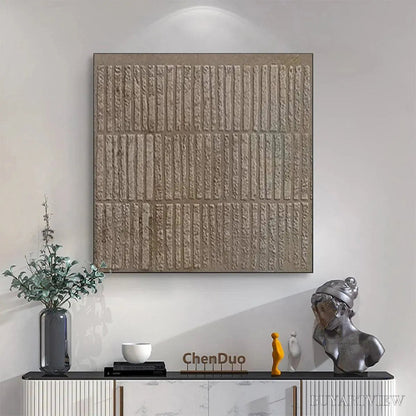 BUYARTVIEW Textured Brown Grid – Minimalist Textured Painting - image 2