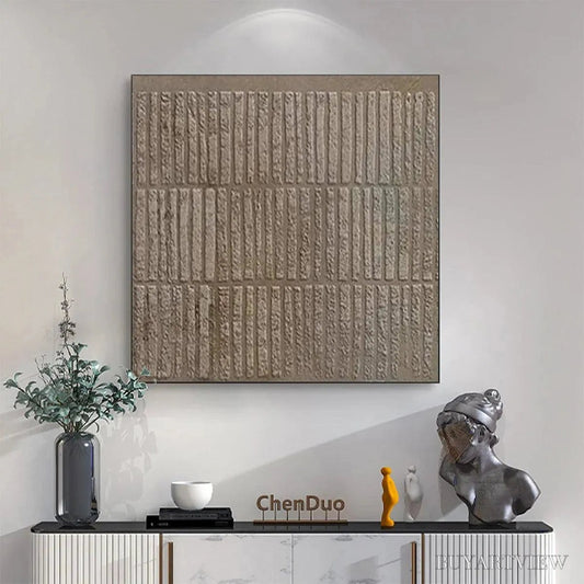 BUYARTVIEW Textured Brown Grid – Minimalist Textured Painting - image 2