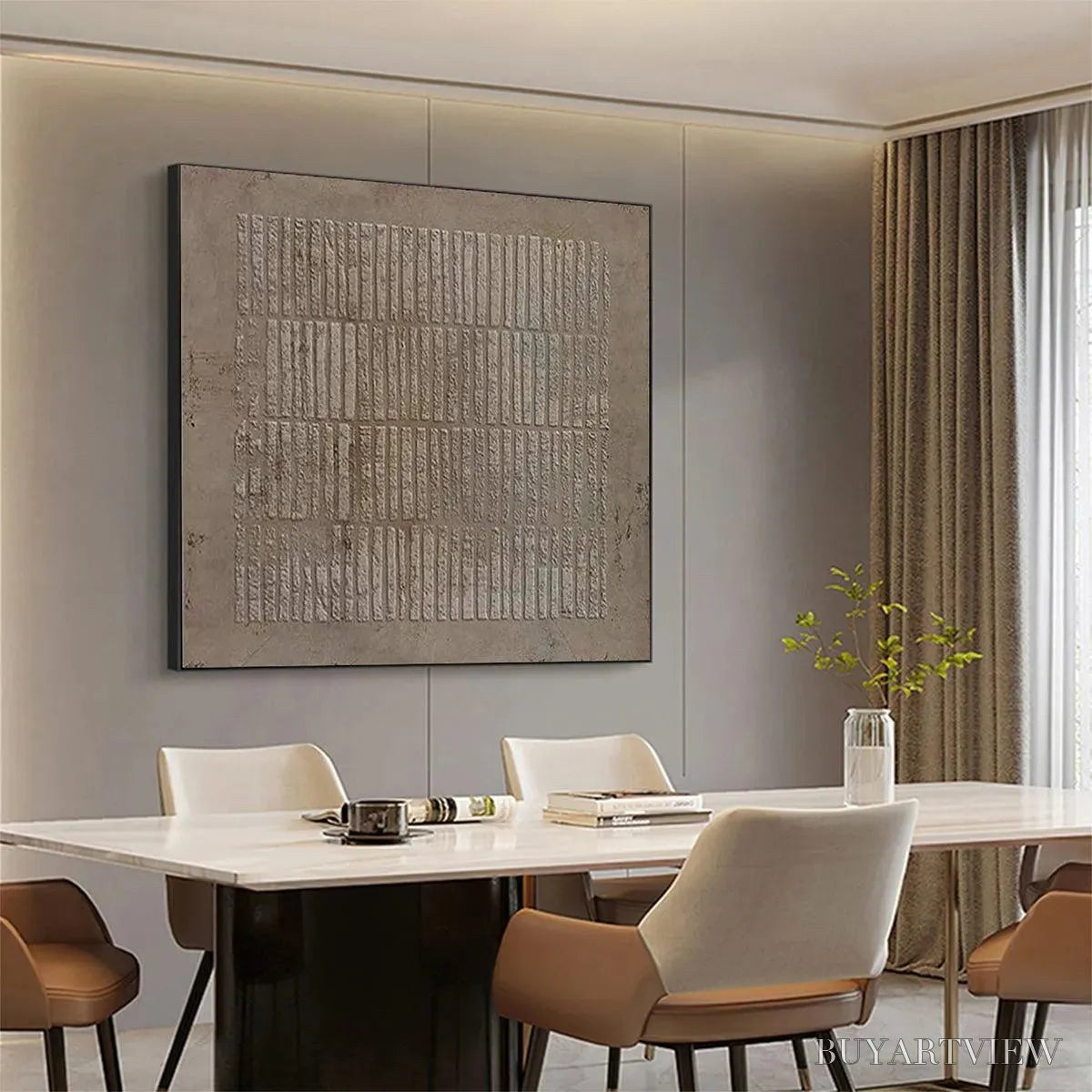 BUYARTVIEW Textured Brown Grid – Minimalist Textured Painting - image 6