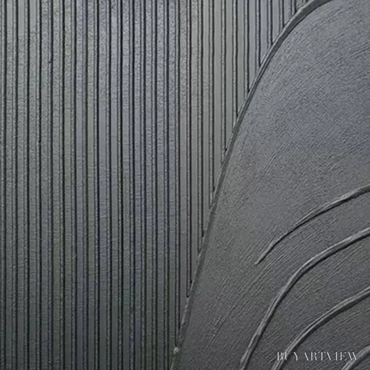 BUYARTVIEW Black Textured Curves – Minimalist Textured Abstract Painting - image 4