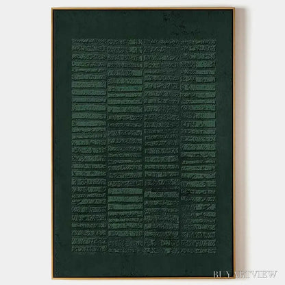 BUYARTVIEW Dark Green Textured Grid – Minimalist Textured Painting - image 1