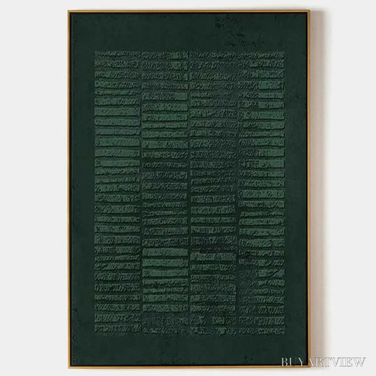 BUYARTVIEW Dark Green Textured Grid – Minimalist Textured Painting - image 1