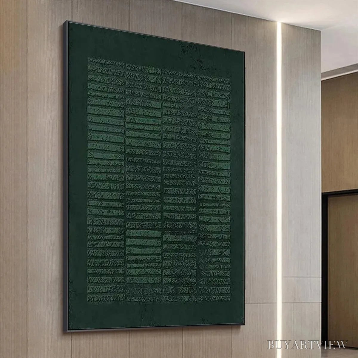 BUYARTVIEW Dark Green Textured Grid – Minimalist Textured Painting - image 3