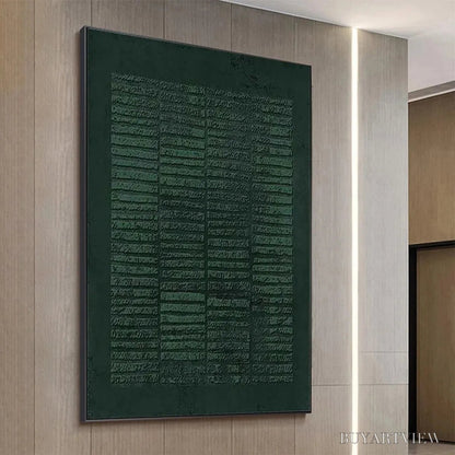 BUYARTVIEW Dark Green Textured Grid – Minimalist Textured Painting - image 3