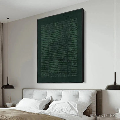 BUYARTVIEW Dark Green Textured Grid – Minimalist Textured Painting - image 4
