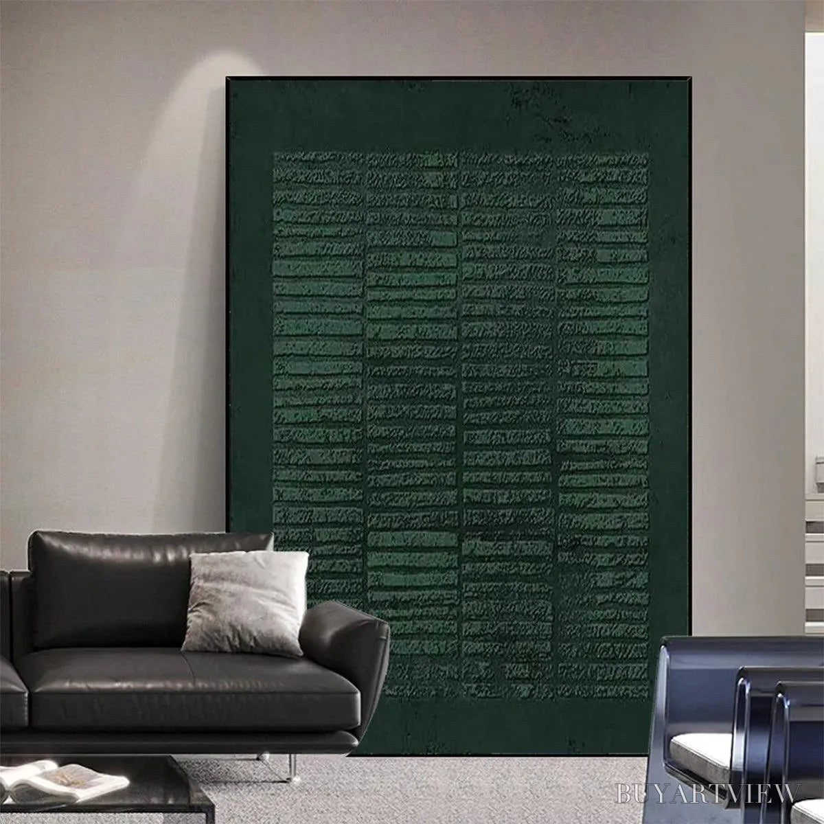 BUYARTVIEW Dark Green Textured Grid – Minimalist Textured Painting - image 6