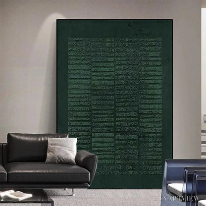 BUYARTVIEW Dark Green Textured Grid – Minimalist Textured Painting - image 6