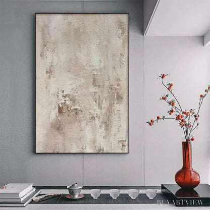 BUYARTVIEW Textured Beige Abstract – Minimalist Textured Painting - image 2